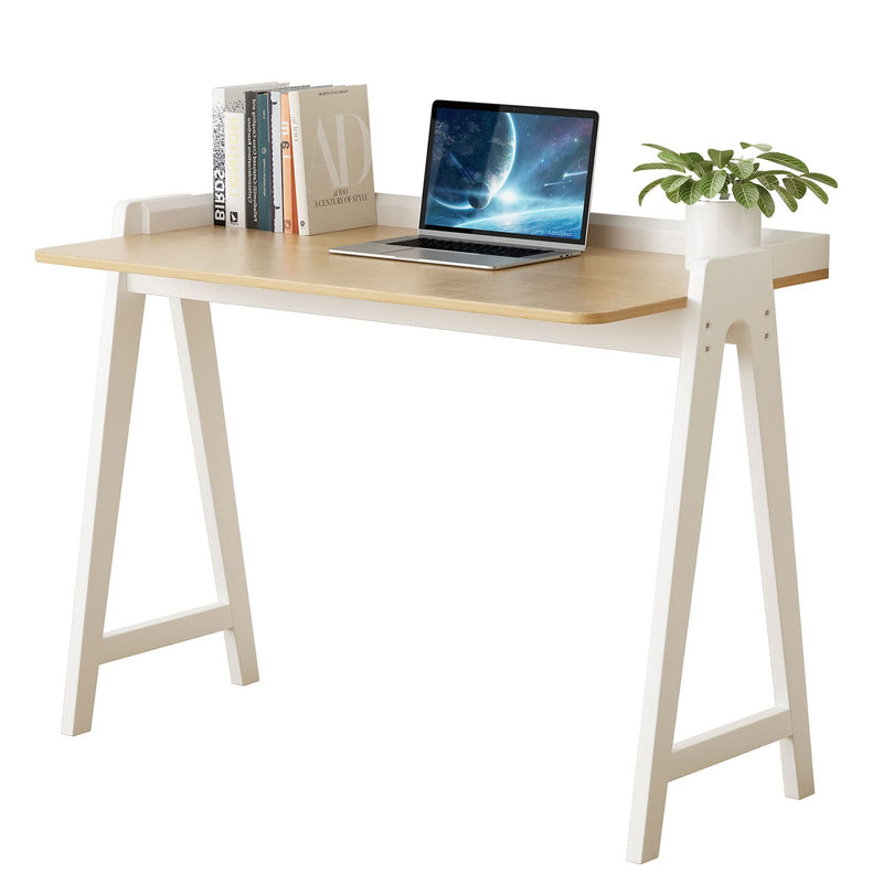 Popyd White Wood Desk,Wooden Vanity Desk For Small Space Saver,MCM Wood Desk,Office Computer Desk Boho Vanity Table,Writing Desk Cheap (LOCAL PICKUP ONLY)