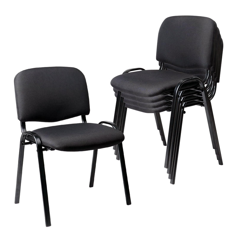 CLATINA SINGLE Stackable Waiting Room Chairs Fabric Black Reception Chair Metal With Thickened Seat Back Cushion For Waiting Conference Room Guest Stool (5 Pack) (LOCAL PICKUP ONLY)