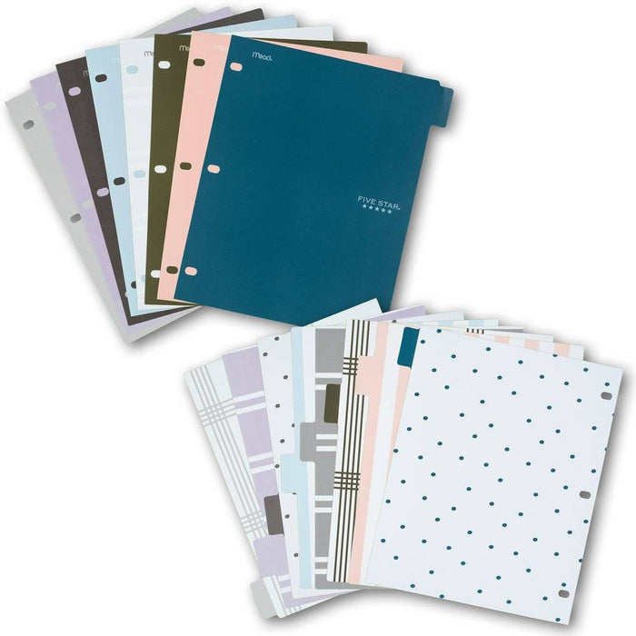 8ct Mead Five Star 3-hole Punched Color Pop Reversible Tab Divider Set