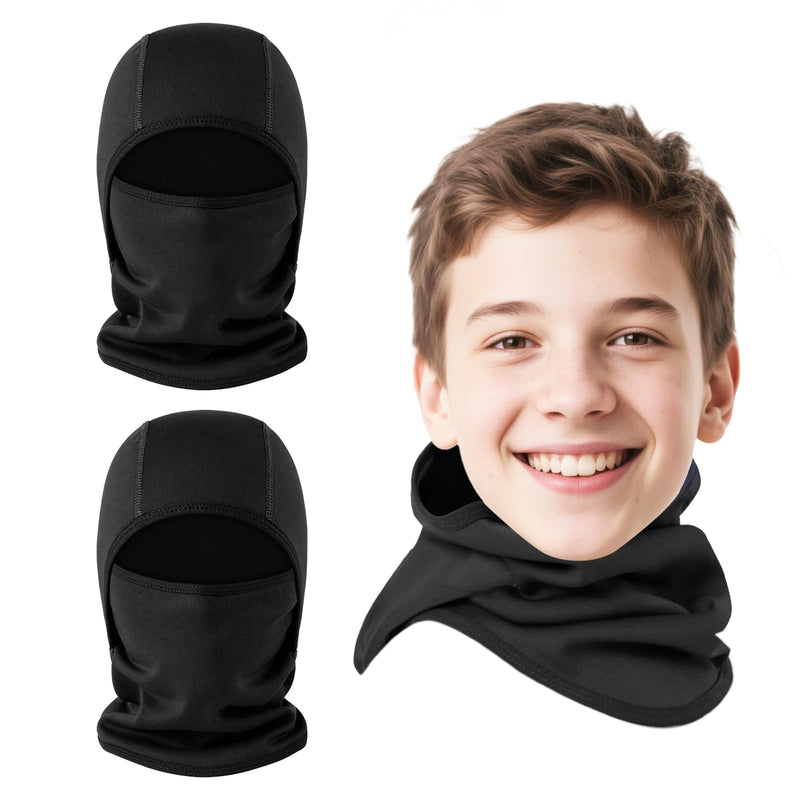Aegend Balaclava Face Mask For Youth Age 12-19, Windproof Ski Face Neck Warmer For Cold Weather Winter Outdoor Sports(Black & Black)