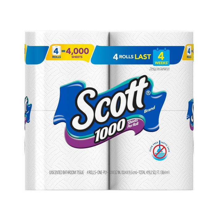 Scott 1000 Toilet Paper- 4 Rolls