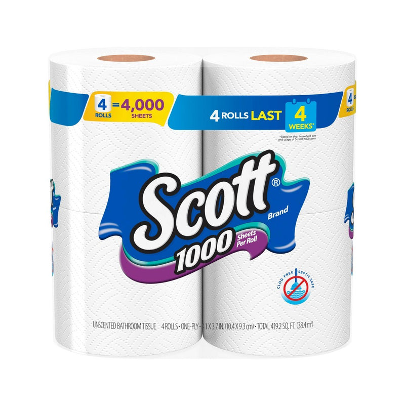 Scott 1000 Toilet Paper- 4 Rolls