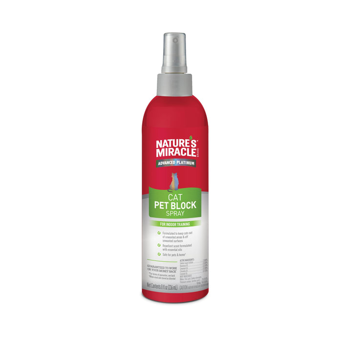 Nature's Miracle Advanced Platinum Cat Pet Block Repellent Spray, 8 Ounces, Indoor Training Aid For Cats