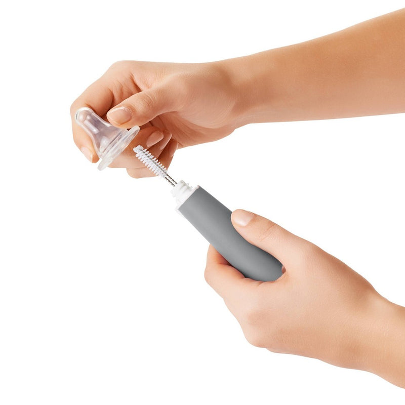 OXO TOT Bottle Brush with Bristled Cleaner & Stand - Gray