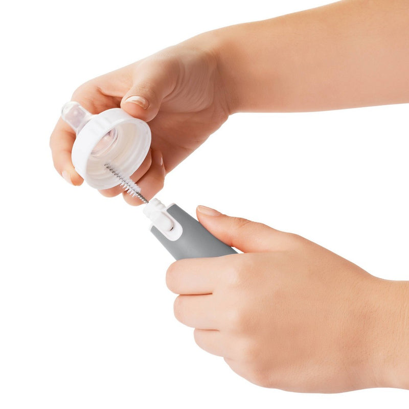 OXO TOT Bottle Brush with Bristled Cleaner & Stand - Gray
