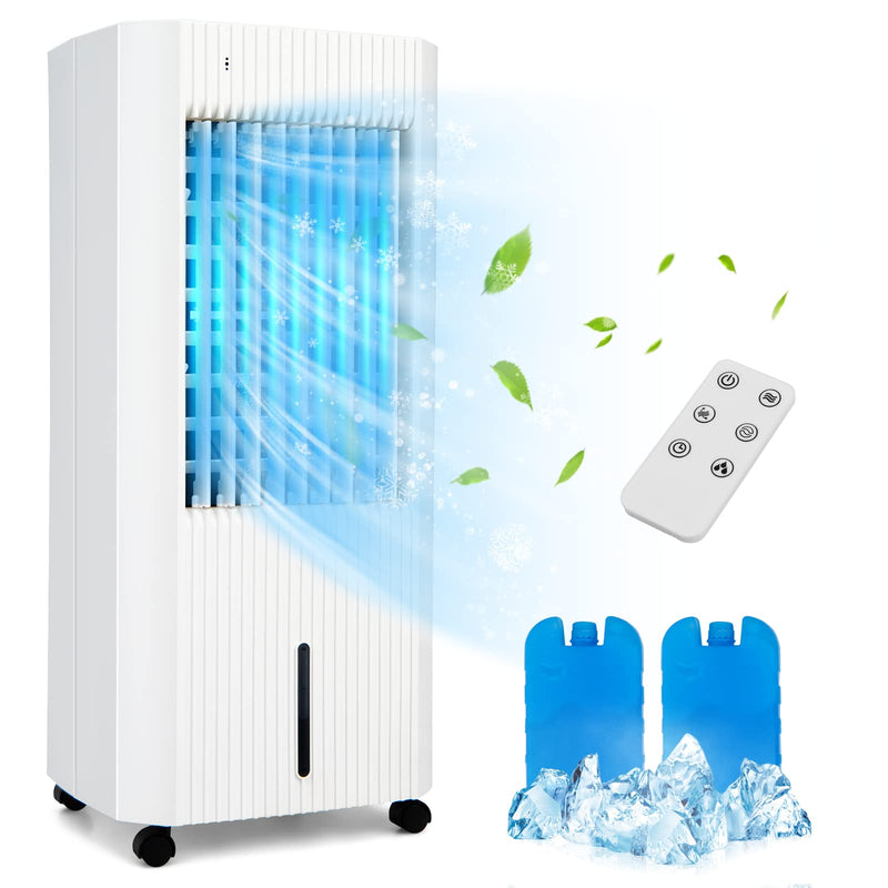 COSTWAY Evaporative Air Cooler, Portable Swamp Cooler With Remote Control, 2 Ice Packs, 15H Timer, 1.3 Gal Water Tank, 60°Oscillation, Quiet Air Cooler Fan For Bedroom Office Home (LOCAL PICKUP ONLY)