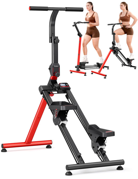 YOLEO Steppers For Exercise At Home,Adjustable Stair Stepper With 3 Workout Modes,Folding Cardio Stair Master With Adjustable Handlebar&Oversized Pedal,90% Pre-Assembled Stair Climber (Red-Black) (LOCAL PICKUP ONLY)