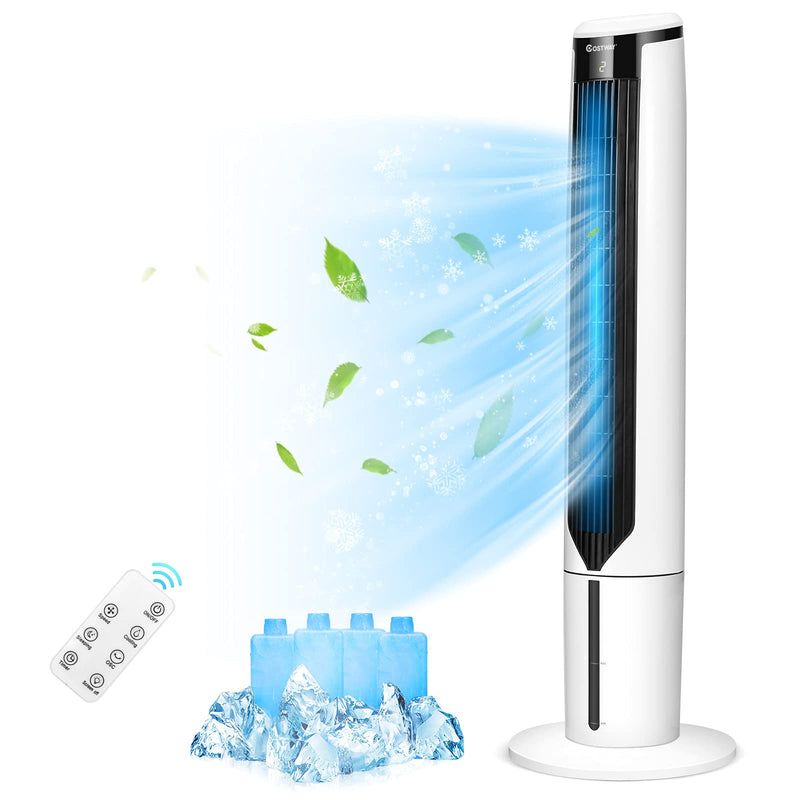 COSTWAY Portable Evaporative Air Cooler For Room, 41 Inches Cooler With Remote Control, 70° Oscillating Floor Swamp Cooler With 4 Ice Packs, 9H Timer Bladeless Air Cooler For Bedroom Room Home Office (LOCAL PICKUP ONLY)