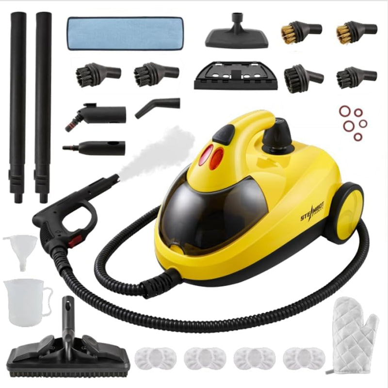 STEAMBOT® Heavy Duty Steam Cleaner With 2L Large Water Tank, 28-In-1 Multipurpose Steam Cleaner For Home, High Temperature Deep Cleaning For Grout, Floor, Tile, Oven, Car, Window&Kitchen,No Chemical