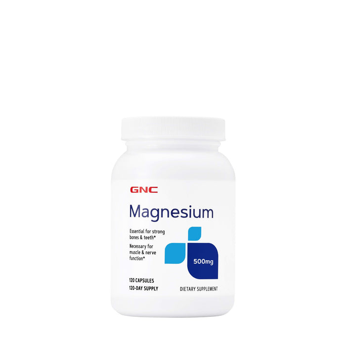 GNC Magnesium 500Mg, 120 Capsules, Supports Calcium Absorption And Strong Teeth And Bones