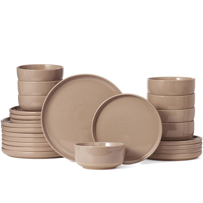 Famiware Milkyway Dinnerware Sets, 24 Piece Dish Set, Plates And Bowls Sets For 8, Cinnamon Brown (LOCAL PICKUP ONLY)