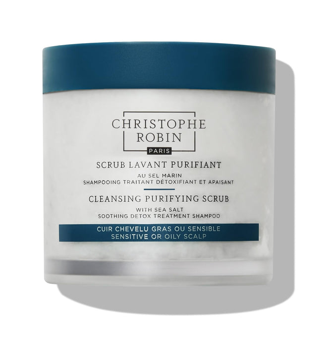 Christophe Robin Purifying Scalp Scrub With Sea Salt – Deep-Cleansing Detox Treatment For Oily Roots & Sensitive Scalps, Removes Build-Up & Soothes Irritation – 250Ml