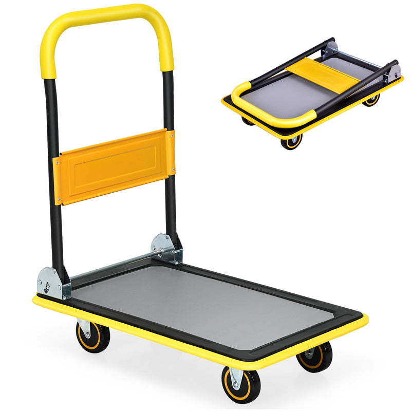 IRONMAX Foldable Flatbed Cart, 330 LBS Heavy Duty Push Cart Dolly, Yellow (LOCAL PICKUP ONLY)
