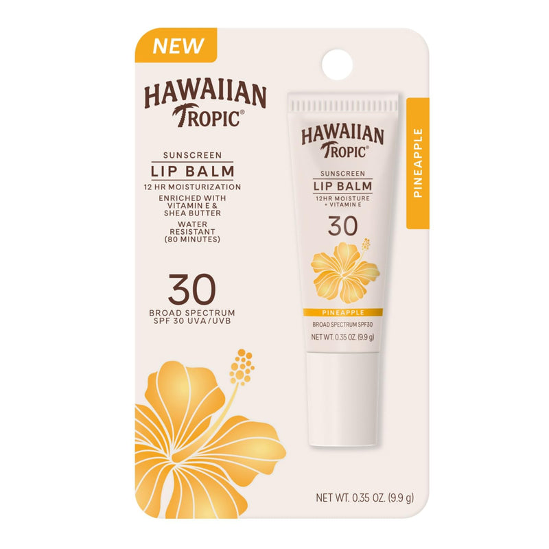 Hawaiian Tropic Lip Sunscreen SPF 30, Pineapple | SPF Lip Balm, Beach Essentials, Travel Size Sunscreen For Lips, 0.3Oz