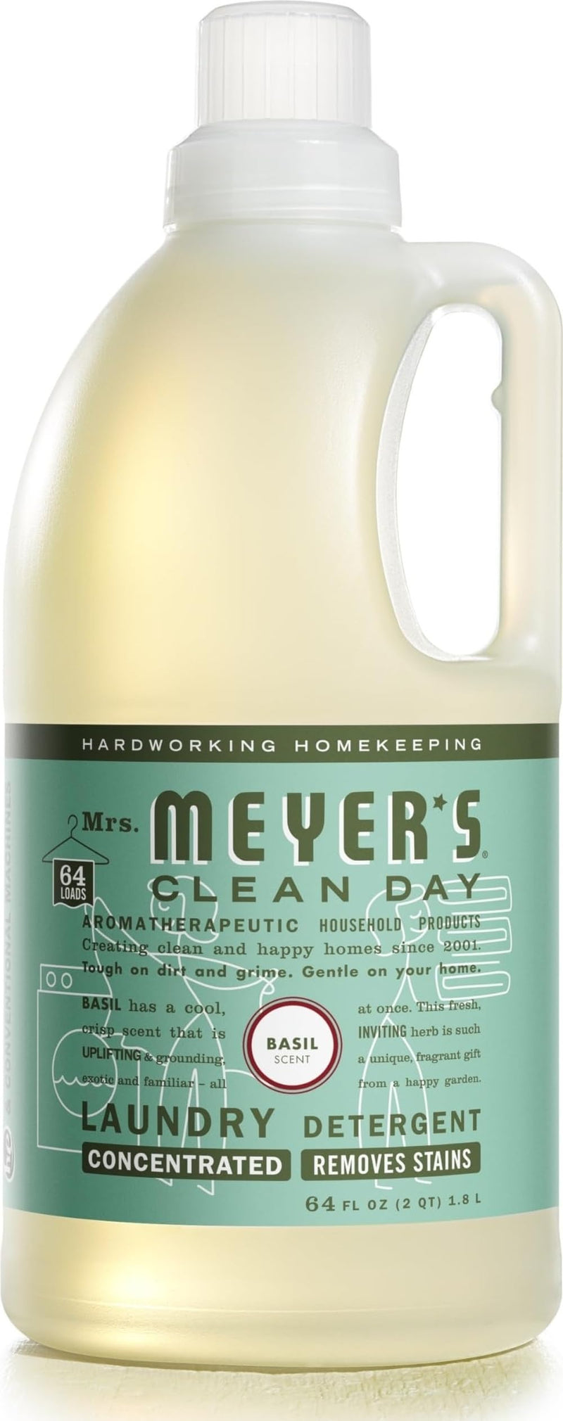 MRS. MEYER's CLEAN DAY Laundry Detergent, Basil, 64 Fl Oz