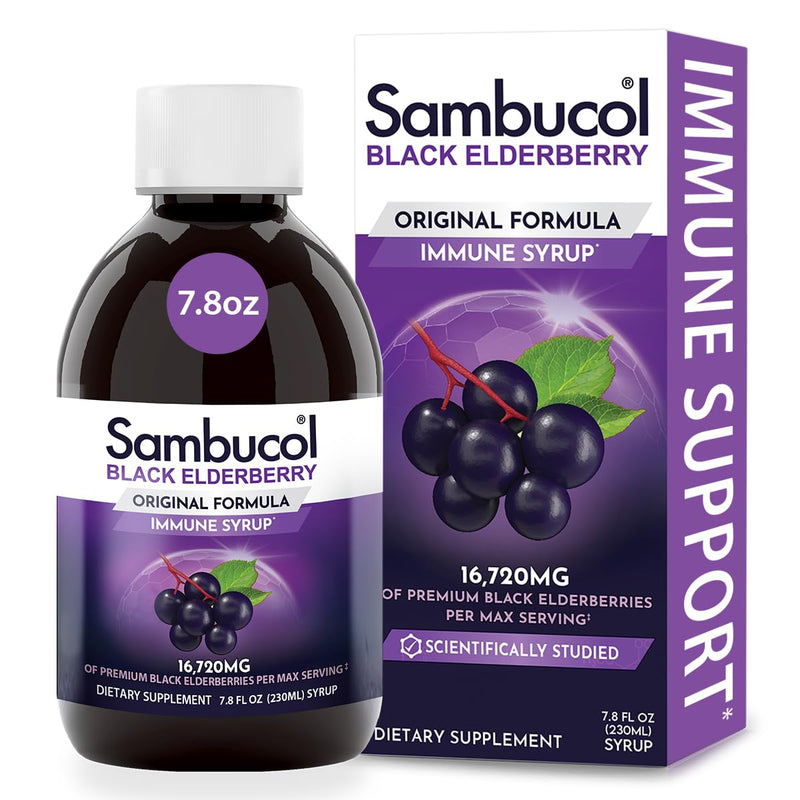 Sambucol Black Elderberry Syrup - Sambucus Elderberry Syrup For Adults Immune Support, Elderberry Liquid, Elderberry Extract, Gluten Free - 7.8 Fl Oz