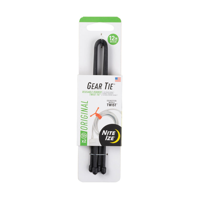 Nite Ize Gear Tie Reusable Rubber Twist Tie 12 in 2pk - Black