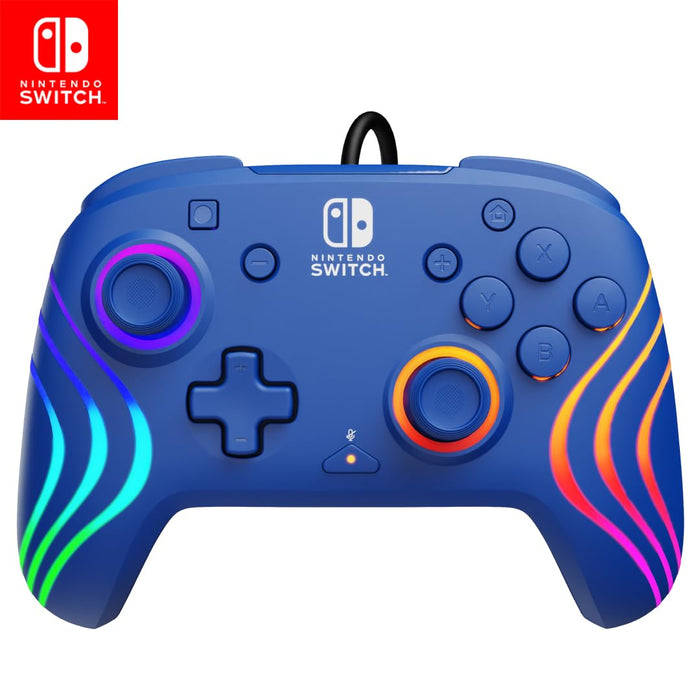 PDP Afterglow Wave Wired RGB Gaming Controller OLED Model Nintendo Switch 2 Blue
