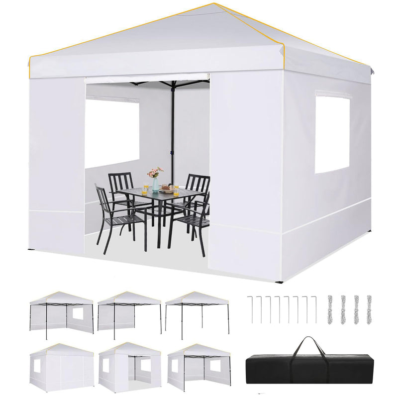 COBIZI 10X10 Pop Up Canopy Tent With Sidewalls And Roll-Up Ventilated Windows With Mosquito Net, Ez Outdoor Commercial Instant Gazebo Tents For Parties Waterproof With Carrybag, Pure White (LOCAL PICKUP ONLY)