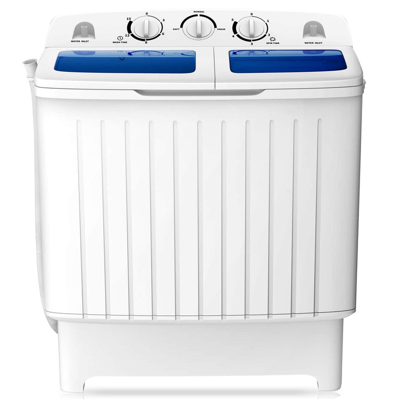 COSTWAY Portable Washing Machine, Twin Tub 20 Lbs Capacity, Compact Laundry Washer(12 Lbs) And Spinner(8 Lbs), Durable Design, Timer Control, Perfect For RV, Apartments And Dorms, Blue+White (LOCAL PICKUP ONLY)