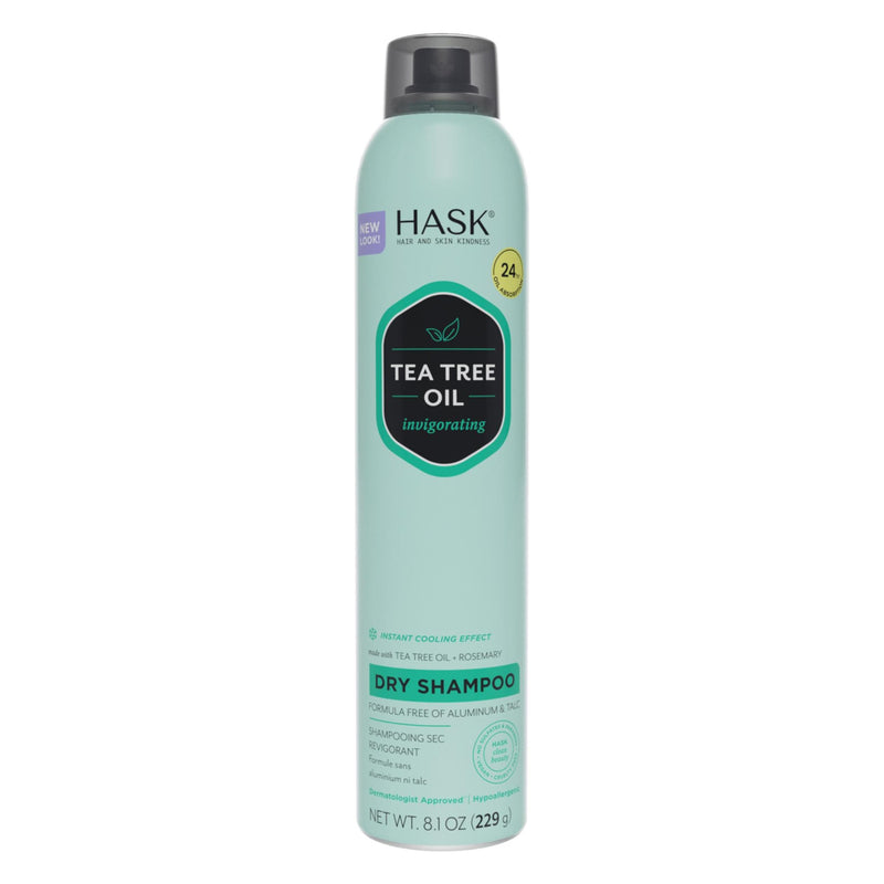HASK Tea Tree Invigorating Dry Shampoo For Oily, Itchy Scalps – Absorbs Oil, Rebalances Scalp, Hypoallergenic, No Sulfates Or Parabens, Cruelty-Free – 8.1Oz