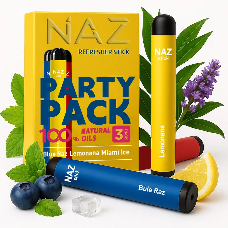 Naz Menthol Herbal Nasal Stick - Spearmint, Camphor, Eucalyptus Extracts W/Vapor Electric Nasal Inhaler For Aromatherapy, ICY Refreshing & Instant Focus Herbal Diffuser Pen - 3Pak