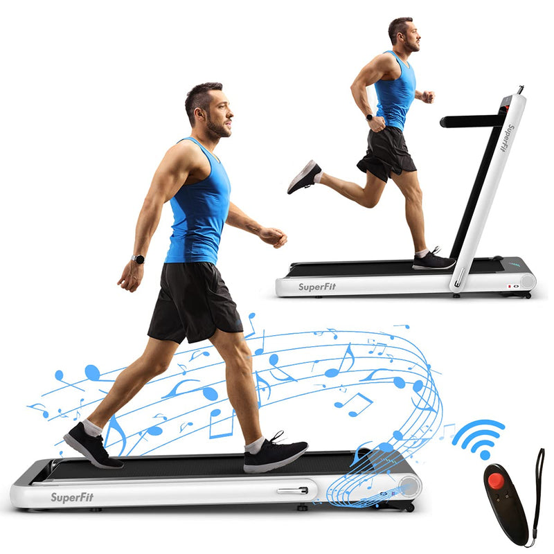 Goplus 2 In 1 Folding Treadmill, 4.75HP Superfit Under Desk Electric Treadmill With APP Control, LED Touch Screen, Bluetooth Speaker, Remote Control, Walking Jogging For Home Office (LOCAL PICKUP ONLY)