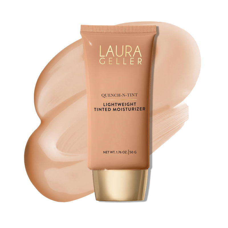 LAURA GELLER NEW YORK Quench-N-Tint Tinted Moisturizer - Sheer To Light Buildable Coverage - Natural Glow Finish - Lightweight Formula With Hyaluronic Acid, 03 Light/Medium