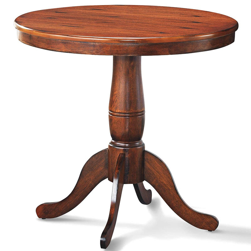 Giantex Round Dining Table For 2-4 People, 32" D X 30" H Wooden Kitchen Table With Spacious Table Top, Pedestal Base, Leisure End Tables For Bar, Kitchen, Dining Room, Restaurant, Walnut (LOCAL PICKUP ONLY)
