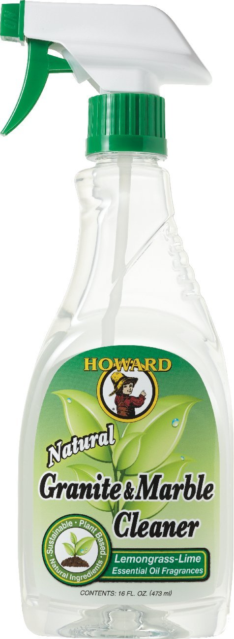 Howard Products GM5012 Howard Natural Granite & Marble Cleaner, 16 Oz, Bottle, Liquid, 16 Ounce, Lemongrass Lime
