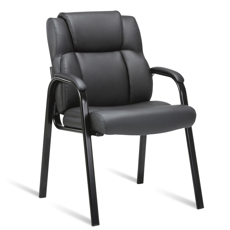 CLATINA Leather Guest Chair With Padded Arm Rest For Reception Meeting Conference And Waiting Room Side Office Home Black (LOCAL PICKUP ONLY)