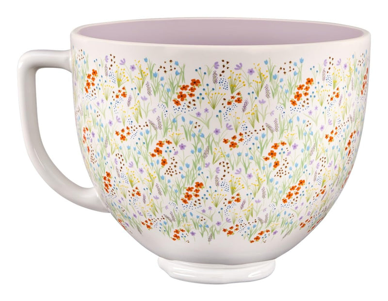 Kitchenaid 5 Quart Ceramic Bowl, Compatible 4.5 Or 5Q Tilt-Head Stand Mixer, KSM2CB5WF, Wildflower