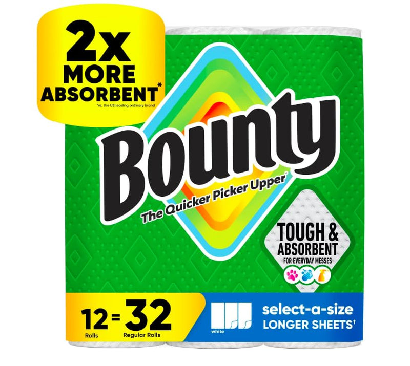 Bounty Select-A-Size 2-Ply Paper Towels, 12 Rolls, 110 Sheets/Roll