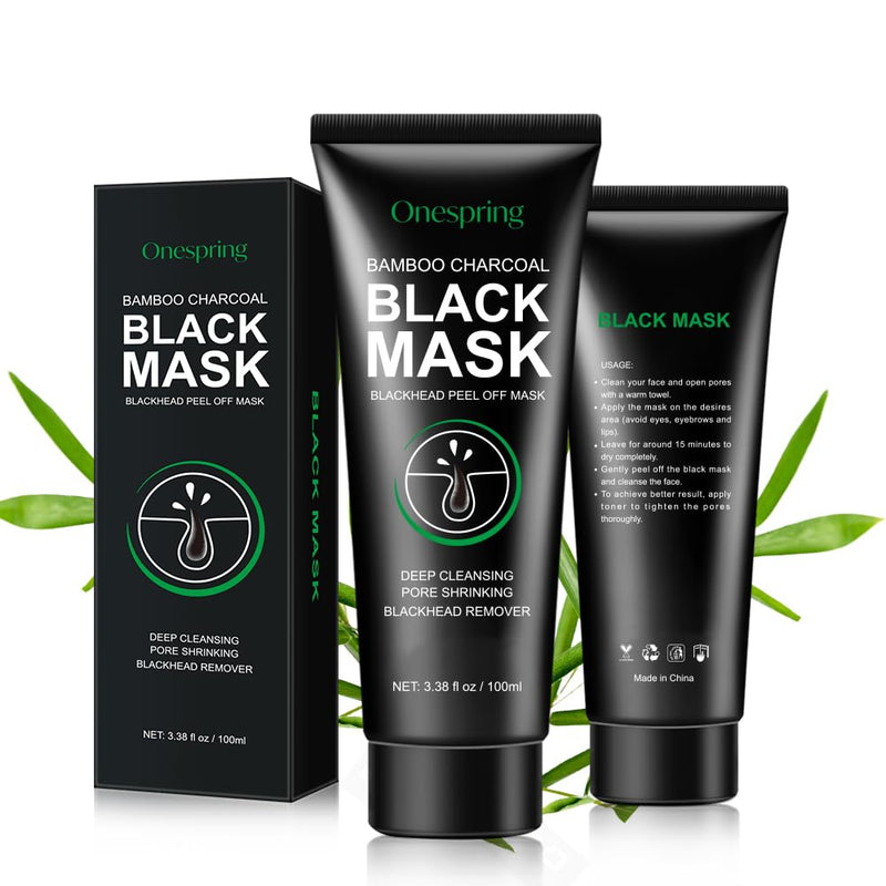 Onespring Blackhead Remover Mask, Peel Off Black Mask For Men And Women, Purifying Charcoal Face Mask For Deep Cleansing Blackheads, Dirt, Pores, Excess Oil (3.38 Fl. Oz)