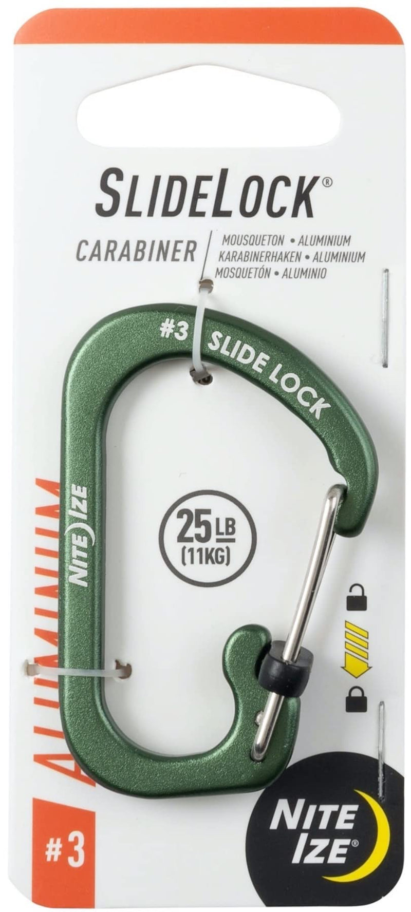 Nite Ize SlideLock Carabiner Aluminum - Olive