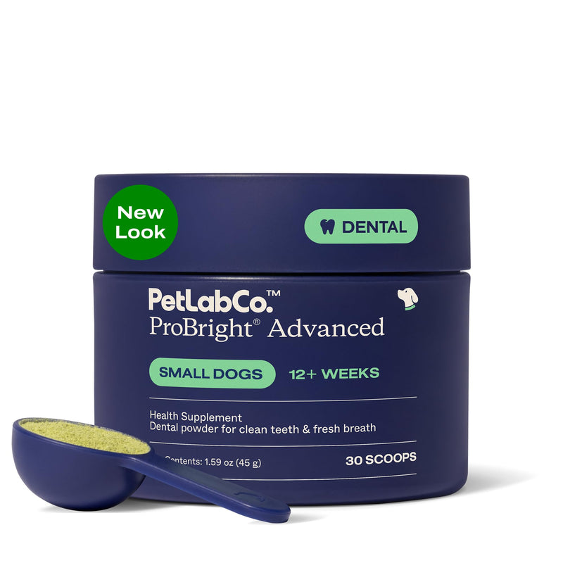 Petlab Co. Probright Advanced Dental Powder - Dog Breath Freshener - Teeth Cleaning Made Easy – Targets Tartar & Bad Breath - Packaging May Vary - Formulated For Small Dogs