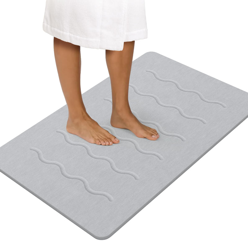 OTHWAY 32"X 20" Stone Bath Mat Large, Diatomaceous Earth Bath Mat For Bathroom Quick Drying Absorbing, Long Non-Slip Diatomite Hard Stone Shower Mat Instant Dry(Light Grey) (LOCAL PICKUP ONLY)