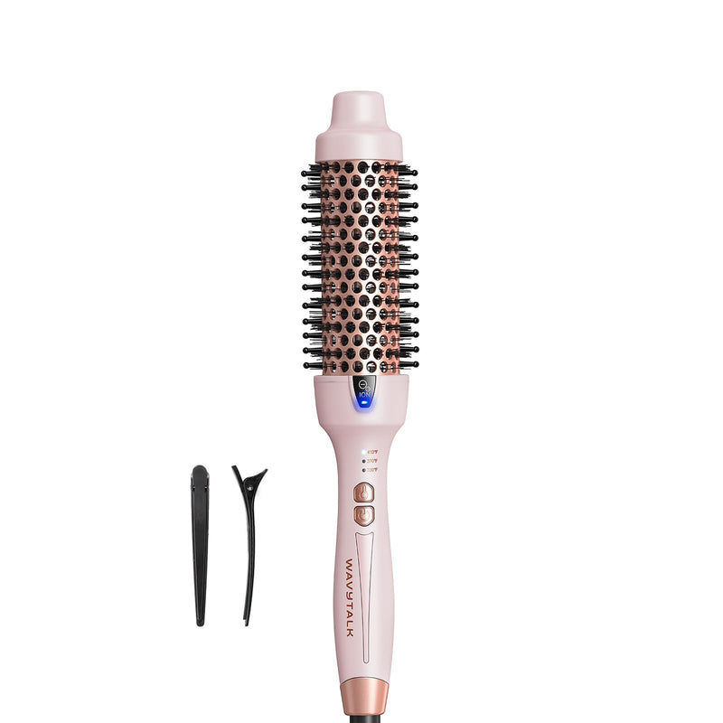 Wavytalk Updated Version Thermal Brush, 1.5 Inch Negative Ion Blowout Express Thermal Round Brush Creates Salon-Quality Blowouts, Lonic Frizz Reduction Makes Hair Shinier & Smoother (Millennial Pink)