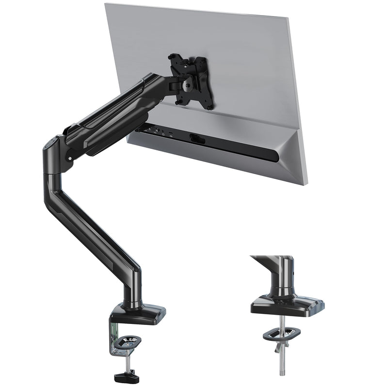 BONTEC Single Monitor Desk Mount, 13 To 34 Inch Gas Spring Monitor Arm, Adjustable Stand, VESA Mount With Clamp And Grommet Base, Fits 6.6 To 19.8Lbs LCD Computer Monitors, Cable Management, Black