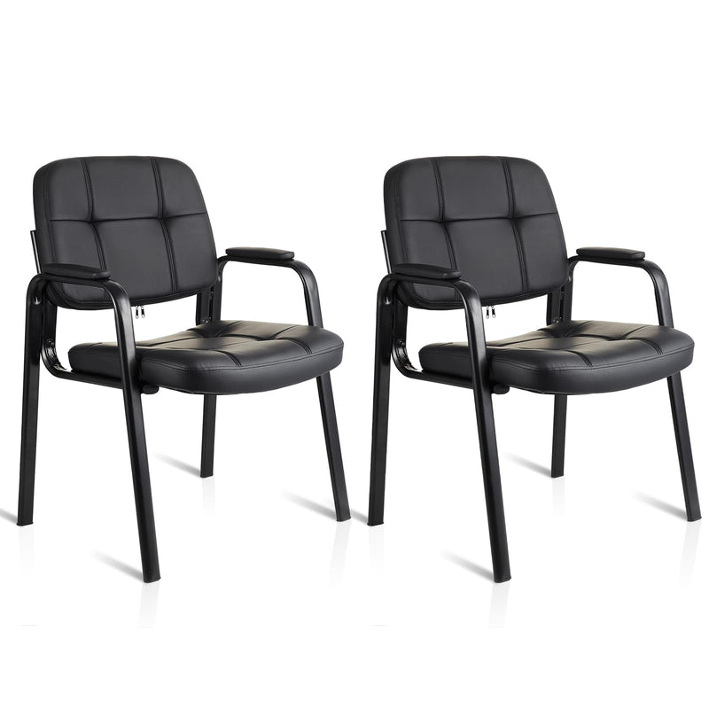 CLATINA Waiting Room Guest Chair With Bonded Leather Padded Arm Rest For Office Reception And Conference Desk Black 2 Pack (LOCAL PICKUP ONLY)