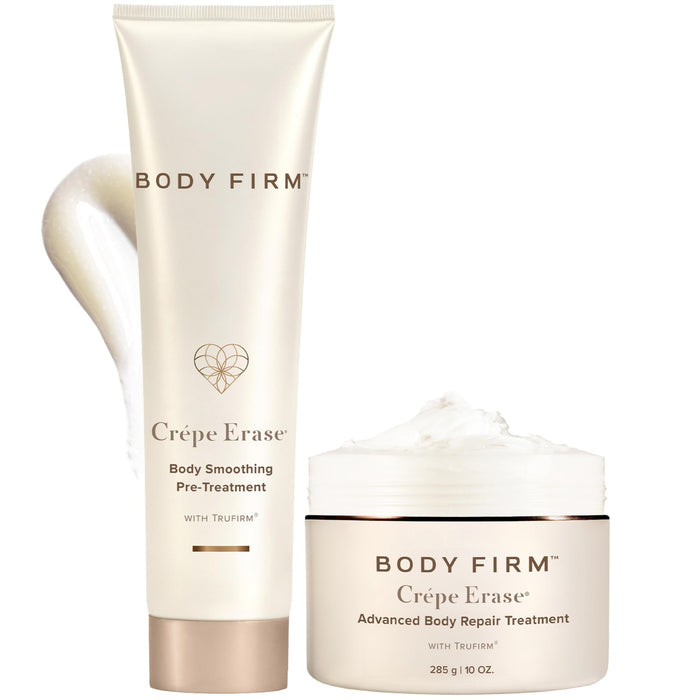 Crepe Erase 2-Step Advanced Body Care Treatment, Anti-Aging Skin Care For Body/Neck, Firming Moisturizer Cream + Body Exfoliating Pre-Treatment, Supports Wrinkle, Crepe Skin, Collagen, Fragrance Free