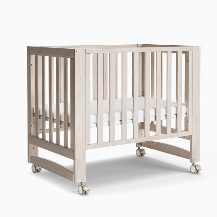 MAMAZING Evonest Baby Crib, 6 In 1 Convertible Mini Crib With Wheels, 100% New Zealand Wood Growing Bed, 4 Adjustable Mattress Height, GREENGUARD Gold Certified, Wahsed Natural (LOCAL PICKUP ONLY)