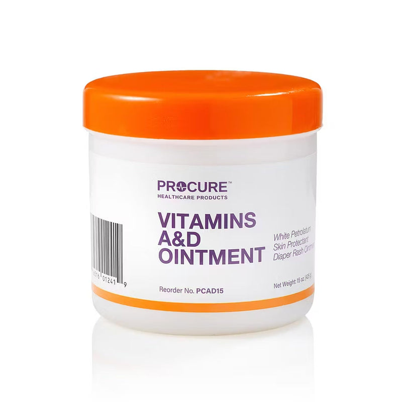 Procure Vitamins A & D Ointment- Skin Protectant & Healing Ointment, Moisture Barrier For Dry & Irritated Skin, Diaper Rash Care, 15 Oz Jar