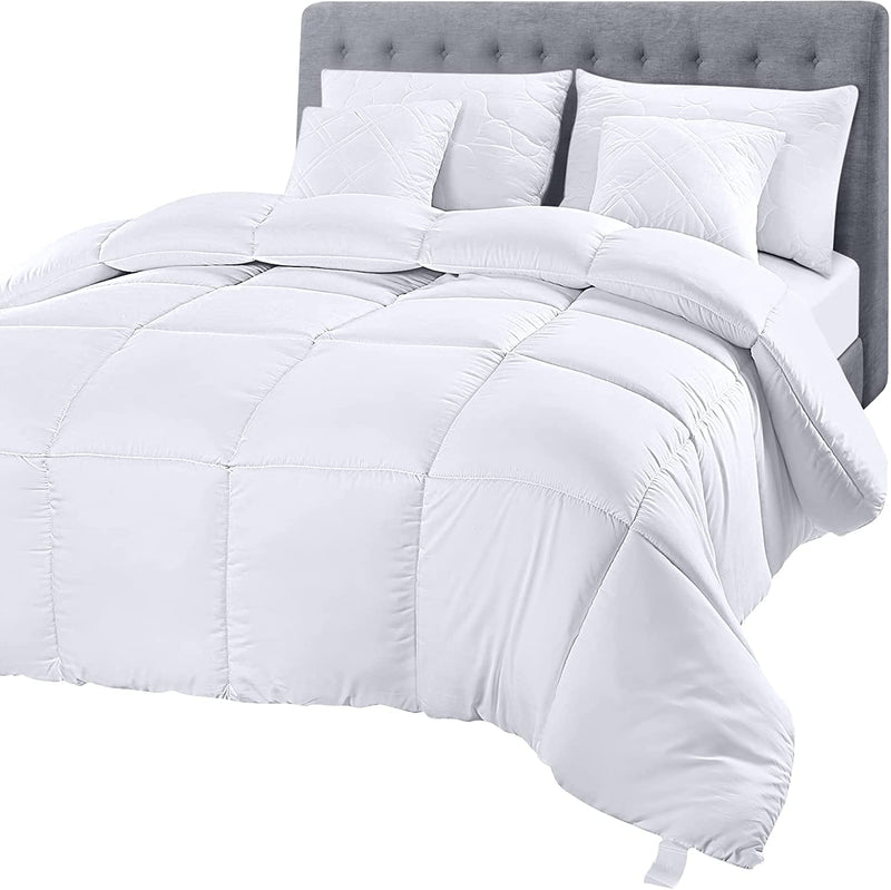Utopia Bedding Comforter Duvet Insert, Quilted Comforter With Corner Tabs, Box Stitched Down Alternative Comforters Queen Size (White)