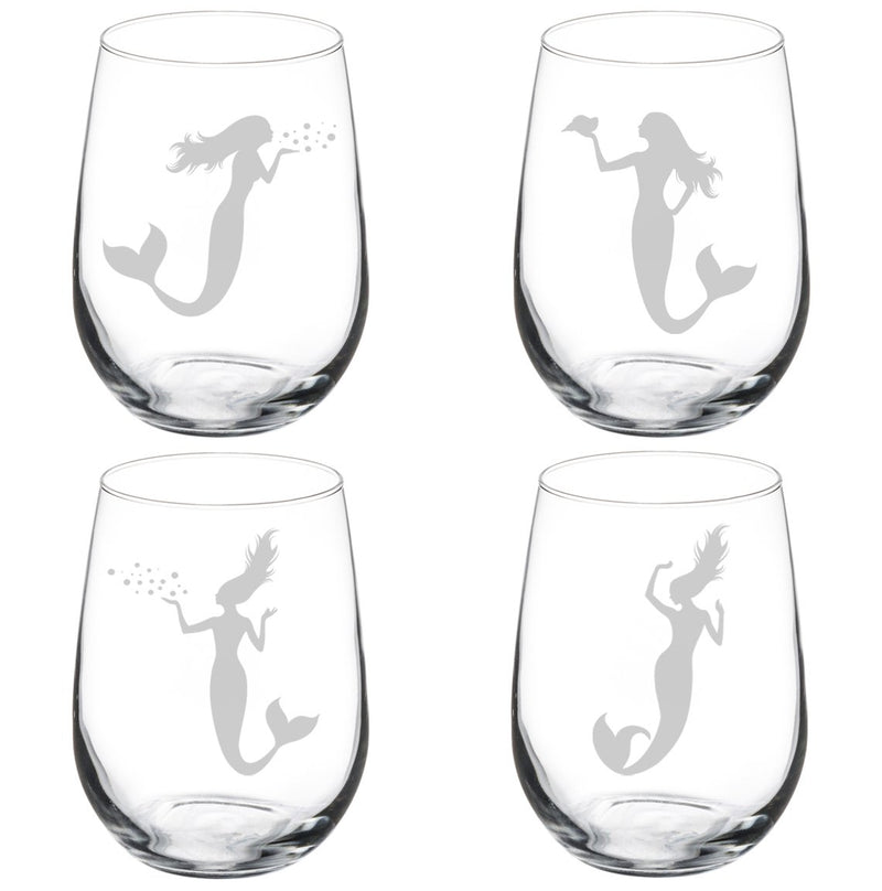 MIP Set Of 4 Wine Glass Goblet Sharks (17 Oz Stemless)