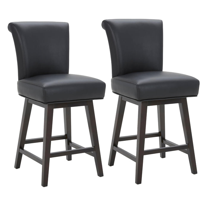 CHITA 26 Inch Counter Height Swivel Bar Stools Set Of 2, FSC Certified Modern Upholstered Faux Leather Swivel Barstool Chair With Back, Black (LOCAL PICKUP ONLY)