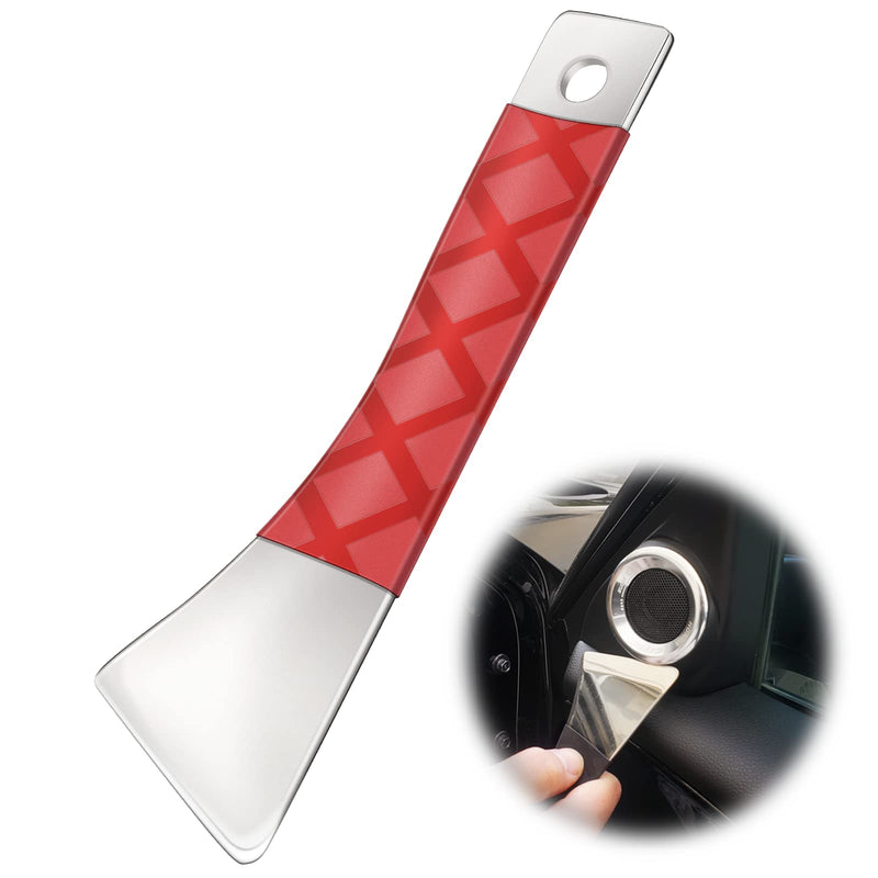EVOULTES Auto Trim Removal Tool, Polished Stainless Metal Auto Body Pry Board, Professional Car Trim Pry Tool For Door Panel, Window, Fastener, Audio Dashboard, Clips, Baseboard (Red)