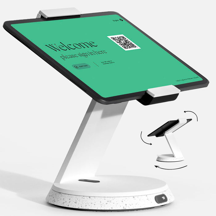 Bouncepad Eddy Tablet & Ipad POS Stand | Ipad Stand For Business | Compatible With Most 7-13" Tablets | Strong Aluminium Ipad Kiosk Stand | Ipad Table Mount Tablet Kiosk | Ipad Register Stand | White