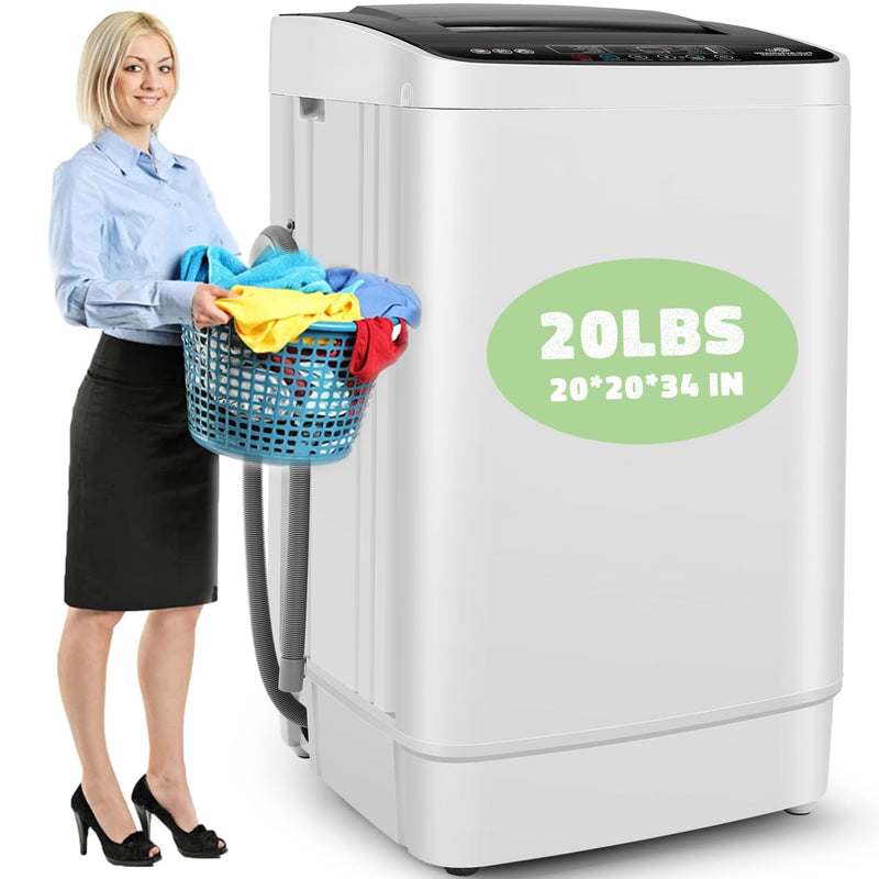 Nictemaw Portable Washing Machine, 20Lbs Capacity Portable Washer With Drain Pump, 4 Wash Programs 4 Water Levels 3 Water Temperatures, 2.8 Cu.Ft Compact Washer Machine For Apartment, Dorm, Rvs (LOCAL PICKUP ONLY)