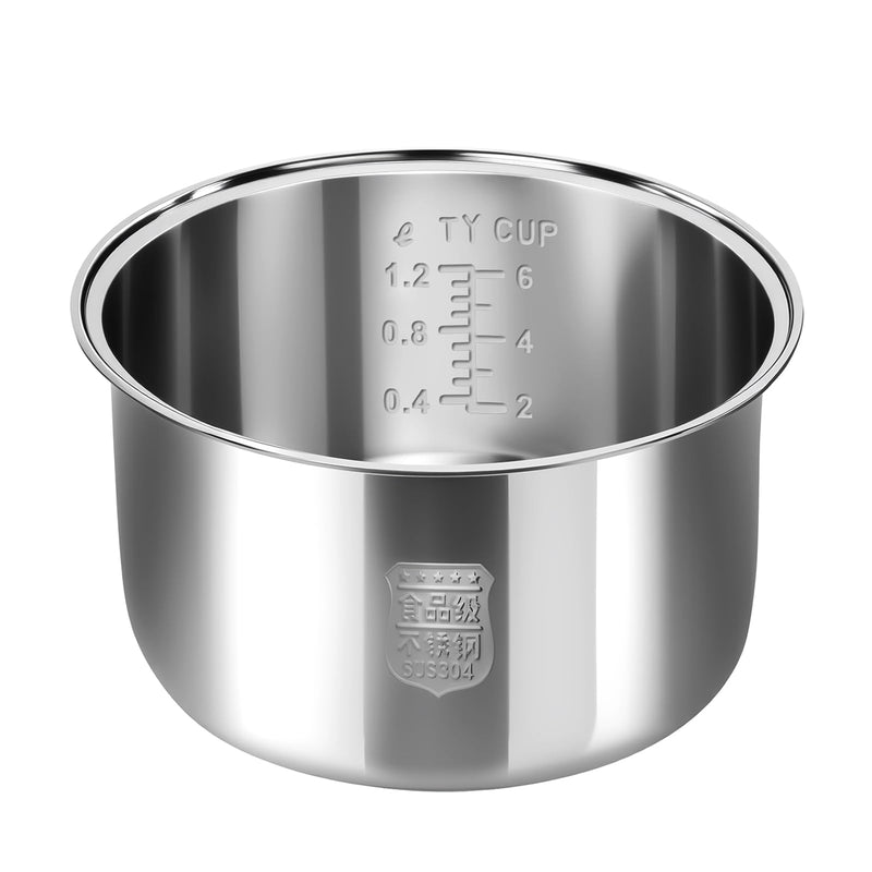Ingpro Original Stainless Steel Rice Cooker Inner Pot For Most Of Tiger/Zojirushi 5.5 Cup Rice Cooker Replacement Pot, Original Manufacture Part (6 Cup/3L)